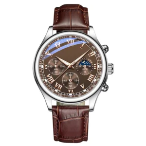 Relógio De Quartzo Empresarial Masculino Moderno , Pulseira De Couro Elegante , Estilo Casual E Esportivo
