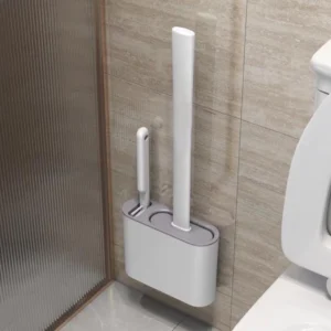 2 em 1 Escova de Silicone para Vaso Sanitário - Base de Banheiro Privada, Alta Eficiênci