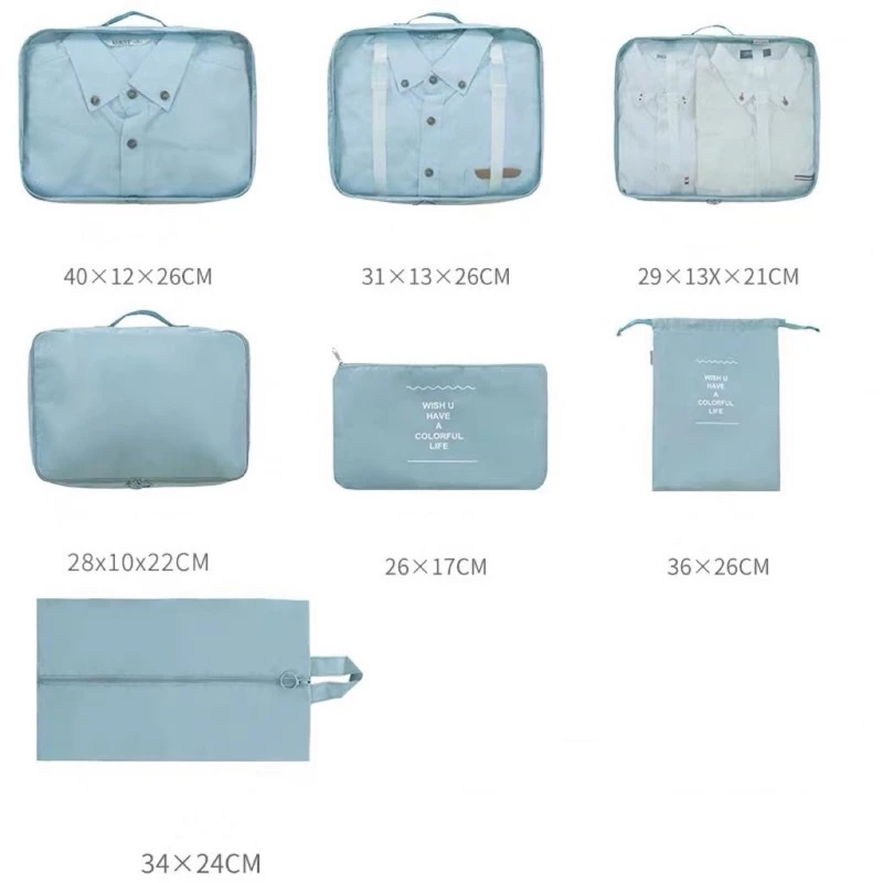 Kit 7 Pecas Bolsa Organizadoras Para Mala Roupas Bagagem Viagem - Imagem 3